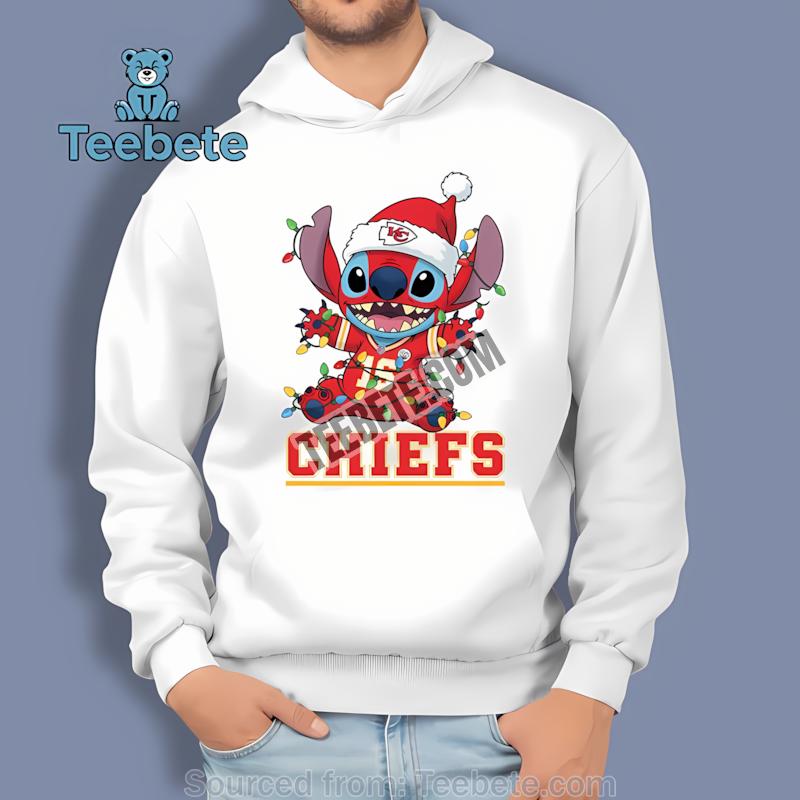 Kansas City Chiefs Stitch Christmas Lights Holiday Retro Hoodie Kansas City Chiefs Stitch Christmas Lights Holiday Retro Hoodie
