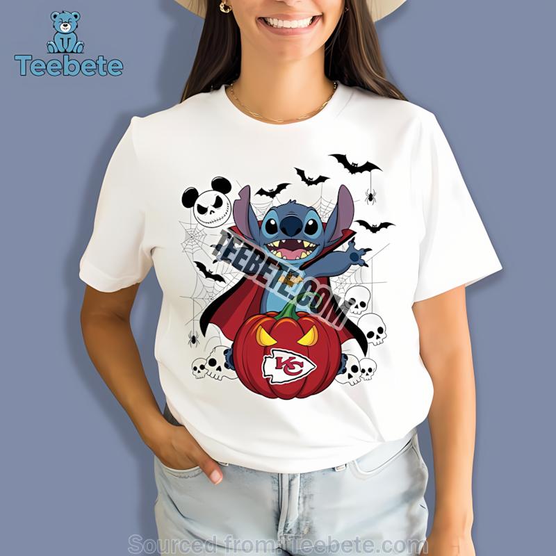 Kansas City Chiefs Stitch Witch Halloween Printed Graphic Shirt