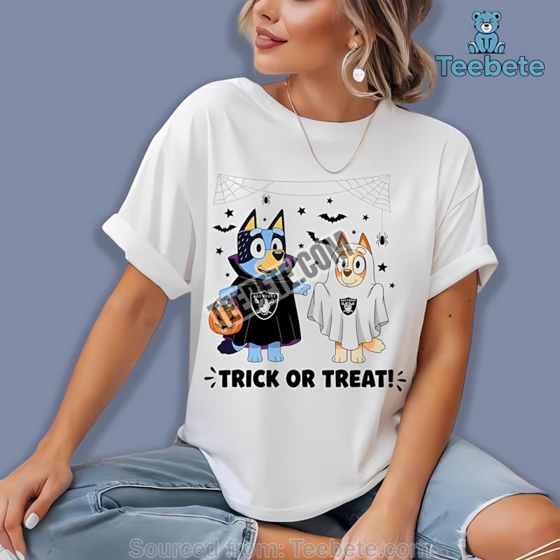 Las Vegas Raiders Bluey Bingo Trick Or Treat Halloween Shirt