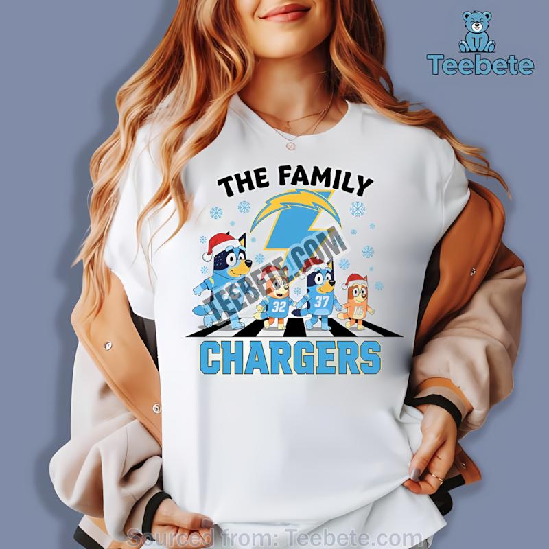 Los Angeles Chargers Bluey Family Christmas Snowflake Shirt