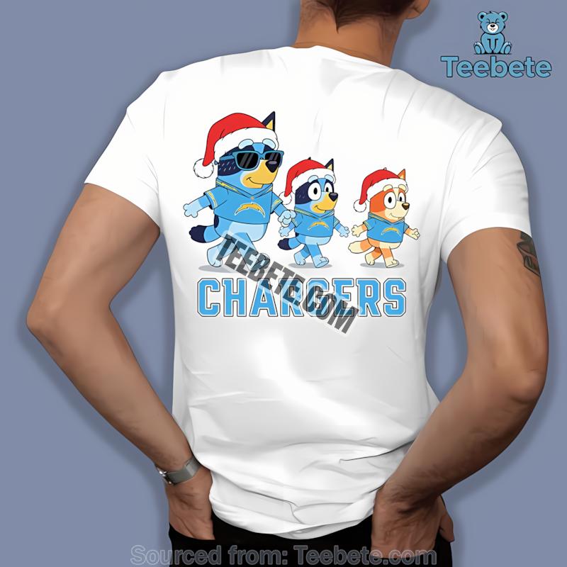 Los Angeles Chargers Bluey Family Santa Hat Christmas Parade Shirt