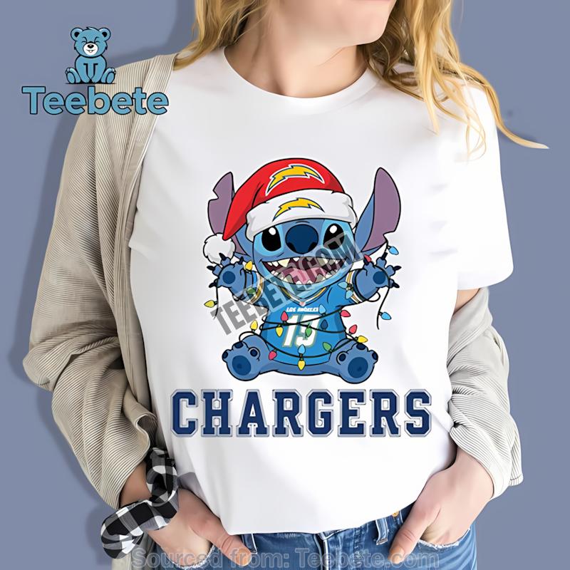 Los Angeles Chargers Christmas Stitch Lights Holiday Shirt