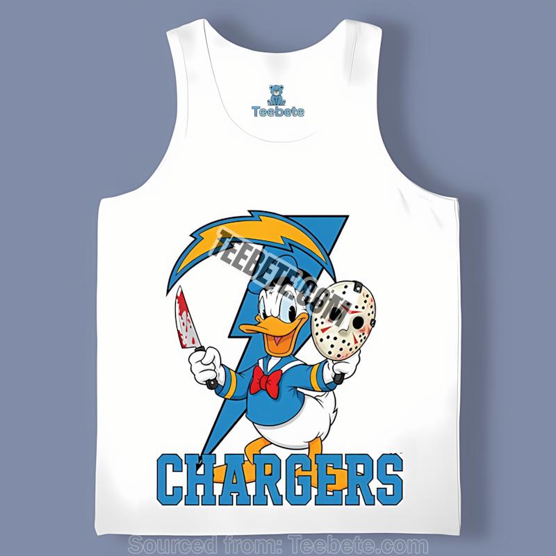 Los Angeles Chargers Donald Duck Jason Mask Halloween Mens Tanktop Los Angeles Chargers Donald Duck Jason Mask Halloween Mens Tanktop
