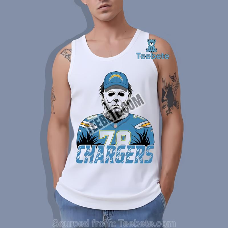 Los Angeles Chargers Michael Myers Spooky Tanktop Los Angeles Chargers Michael Myers Spooky Tanktop