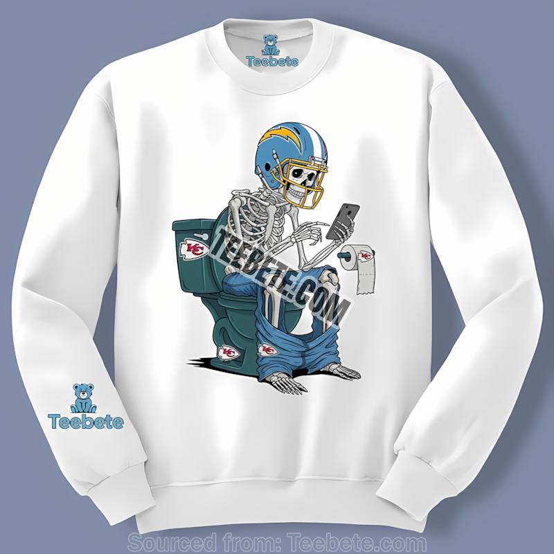 Los Angeles Chargers Skeleton Toilet Chiefs Rivalry Long Sleeve Los Angeles Chargers Skeleton Toilet Chiefs Rivalry Long Sleeve