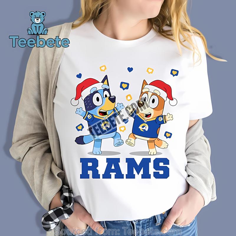 Los Angeles Rams Bluey And Bingo Christmas Dancing Womens Shirt