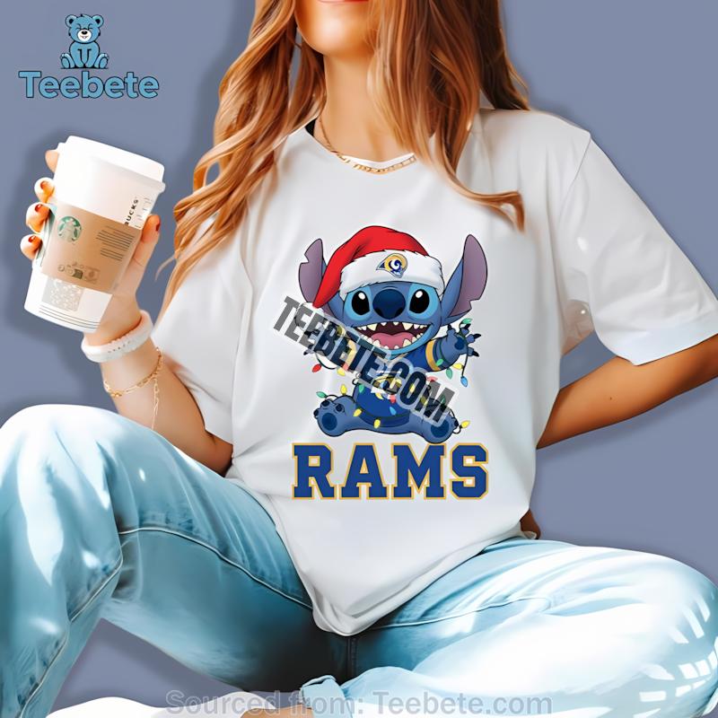 Los Angeles Rams Christmas Stitch Lights Holiday Shirt