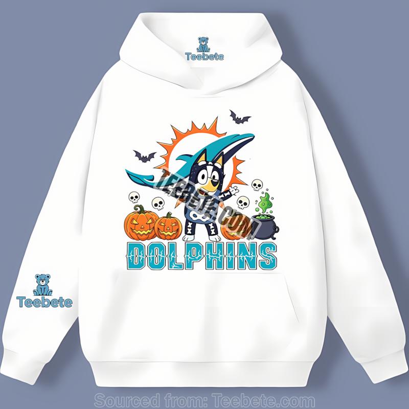 Miami Dolphins Bingo Bluey Halloween Skeleton Pumpkin Hoodie Miami Dolphins Bingo Bluey Halloween Skeleton Pumpkin Hoodie