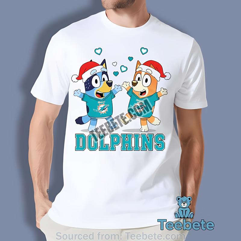 Miami Dolphins Bluey And Bingo Christmas Dancing Shirt