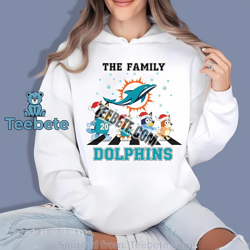Miami Dolphins Bluey Family Christmas Snowflake Hoodie Miami Dolphins Bluey Family Christmas Snowflake Hoodie