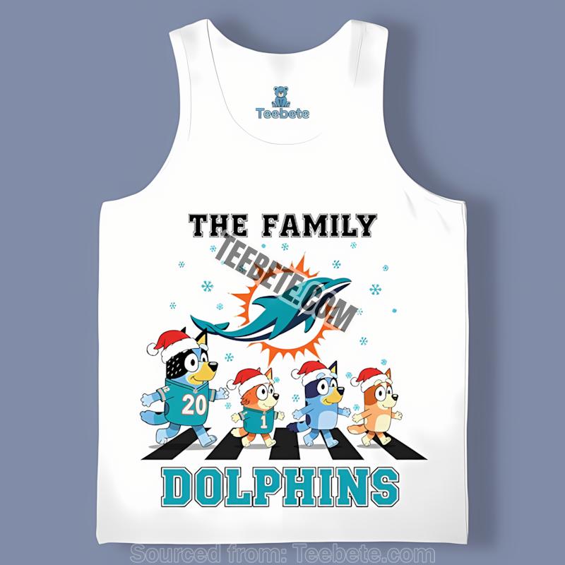 Miami Dolphins Bluey Family Christmas Snowflake Tanktop Miami Dolphins Bluey Family Christmas Snowflake Tanktop