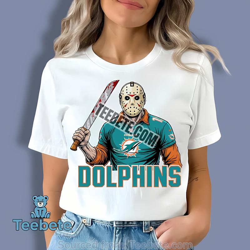 Miami Dolphins Jason Voorhees Machete Horror Football Shirt