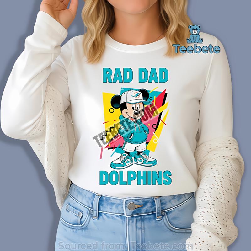 Miami Dolphins Mickey Mouse Rad Dad Long Sleeve Miami Dolphins Mickey Mouse Rad Dad Long Sleeve