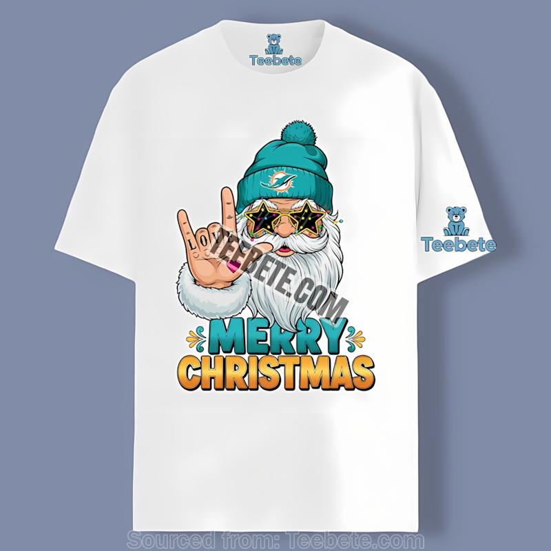 Miami Dolphins Rock Santa Merry Christmas Shirt