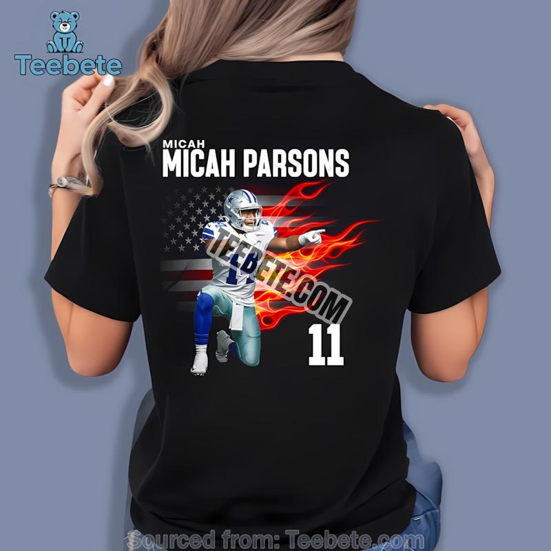 Micah Parsons Dallas Cowboys American Flag Flame Shirt Men Women