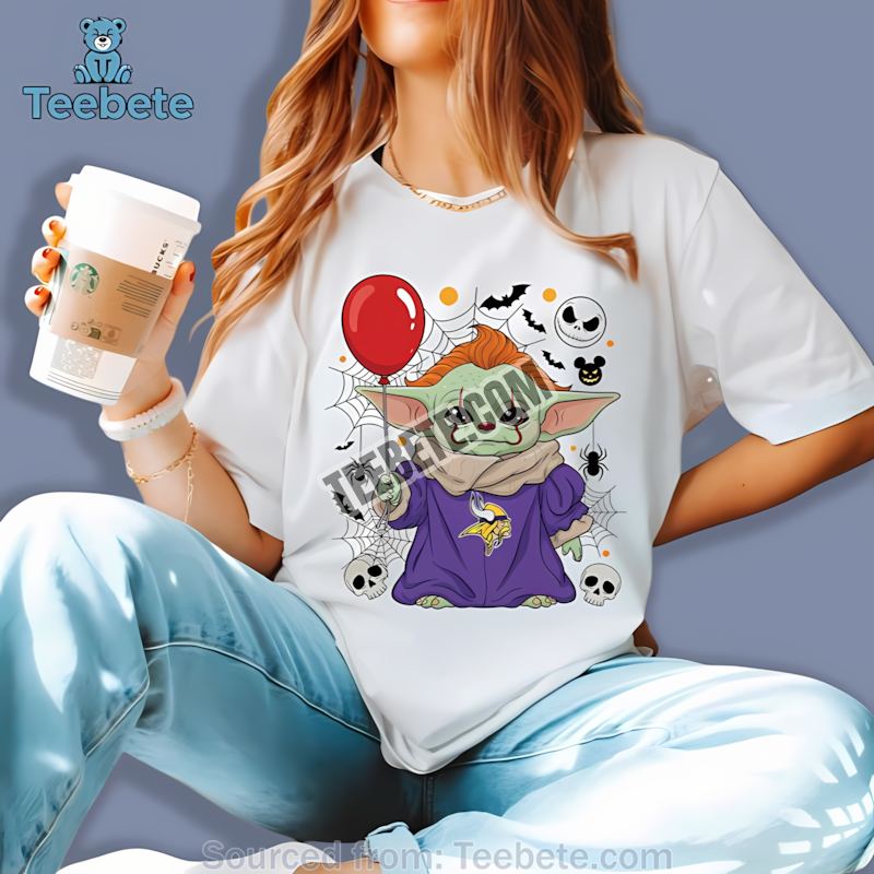 Minnesota Vikings Baby Yoda Pennywise Halloween Shirt