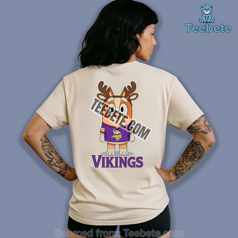 Minnesota Vikings Bluey Bingo Reindeer Christmas Shirt
