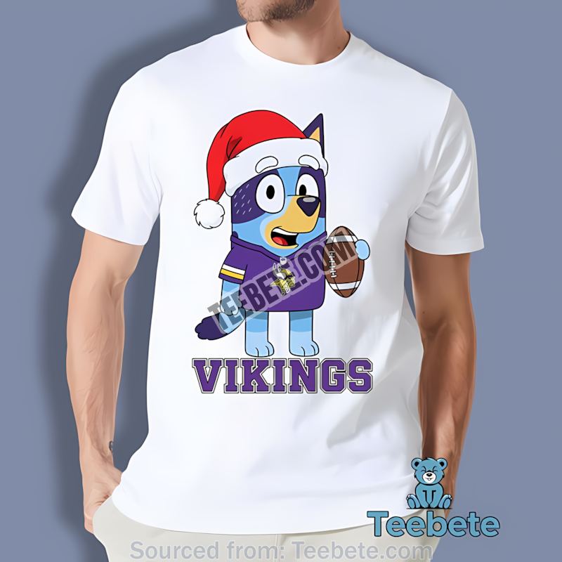 Minnesota Vikings Bluey Christmas Santa Hat Shirt