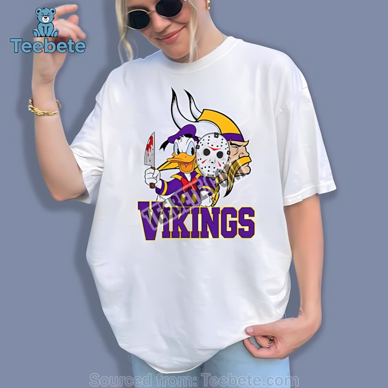 Minnesota Vikings Donald Duck Jason Mask Halloween Shirt