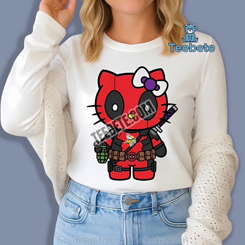 Minnesota Vikings Hello Kitty Deadpool Mashup Long Sleeve Minnesota Vikings Hello Kitty Deadpool Mashup Long Sleeve