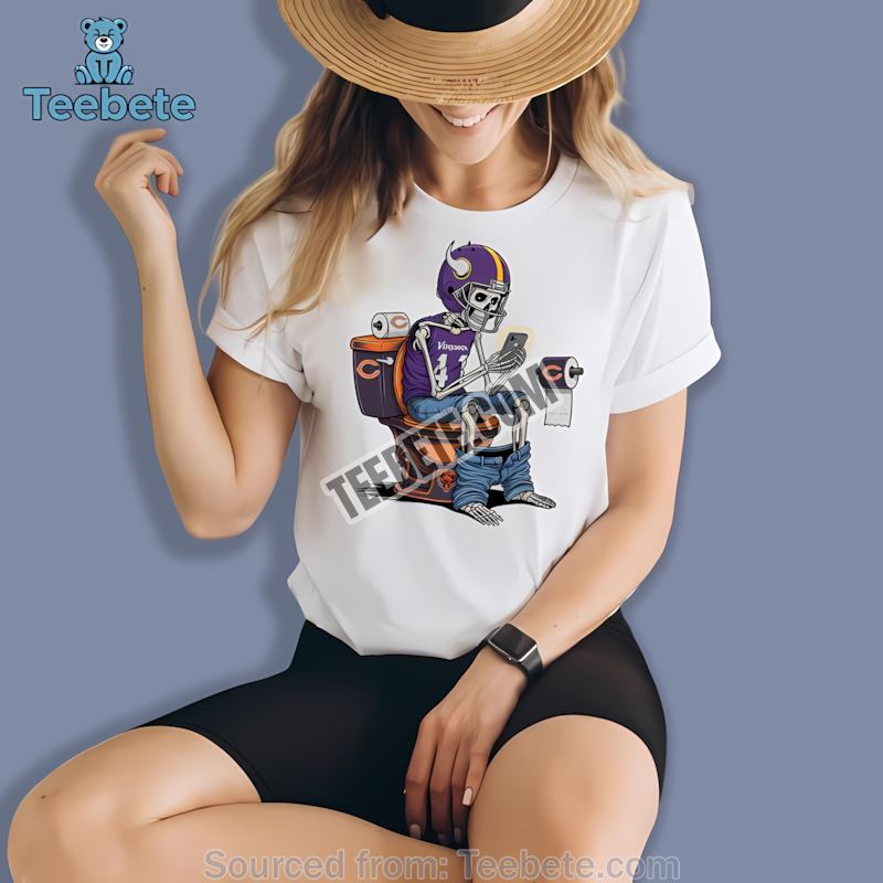 Minnesota Vikings Skeleton Toilet Chicago Bears Rivalry Shirt