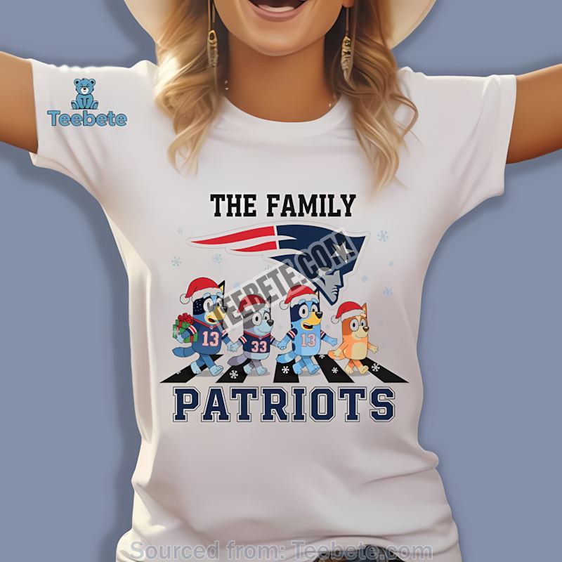New England Patriots Bluey Family Christmas Snowflake Shirt