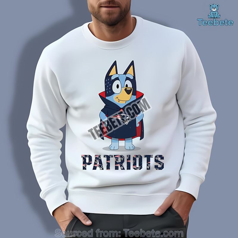 New England Patriots Bluey Vampire Halloween Long Sleeve New England Patriots Bluey Vampire Halloween Long Sleeve