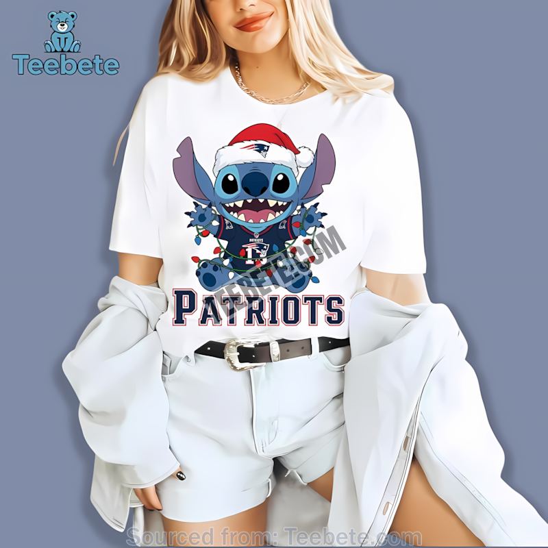 New England Patriots Christmas Stitch Holiday Lights Shirt