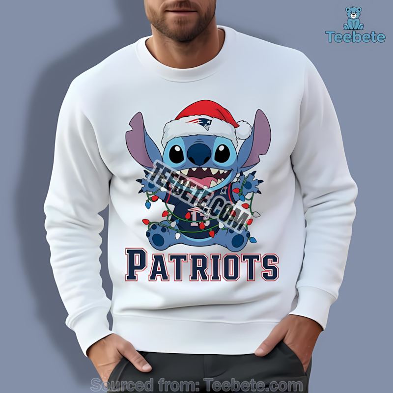 New England Patriots Christmas Stitch Holiday Lights Long Sleeve New England Patriots Christmas Stitch Holiday Lights Long Sleeve
