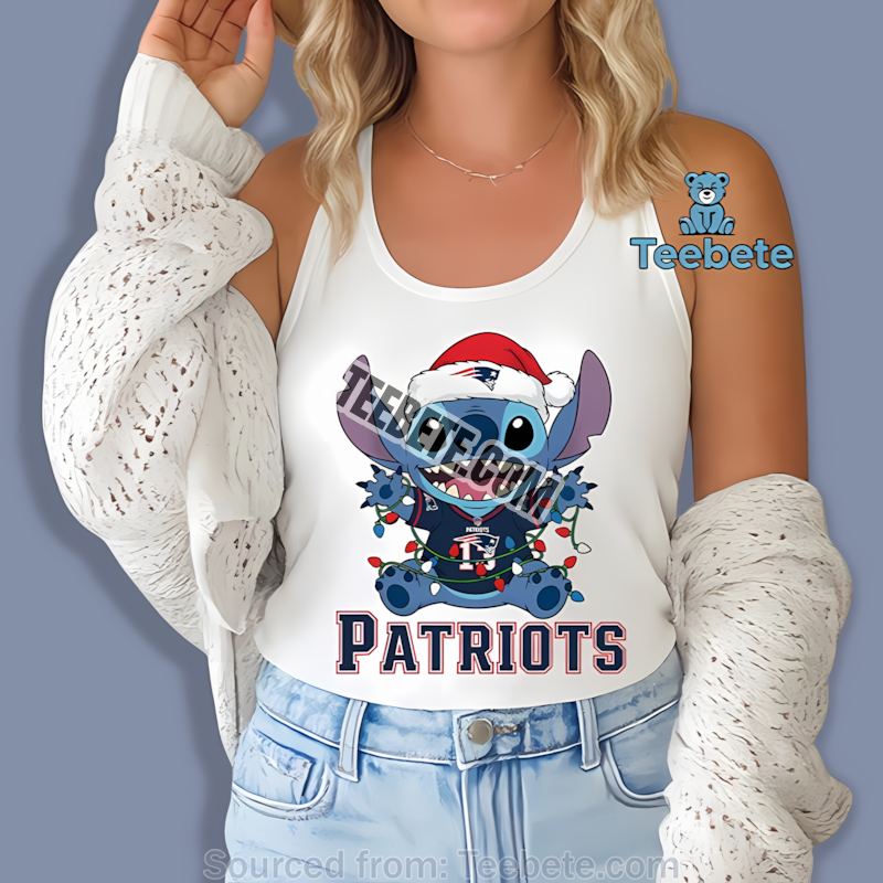 New England Patriots Christmas Stitch Holiday Lights Tanktop New England Patriots Christmas Stitch Holiday Lights Tanktop