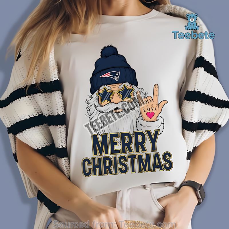 New England Patriots Rock Santa Merry Christmas Shirt