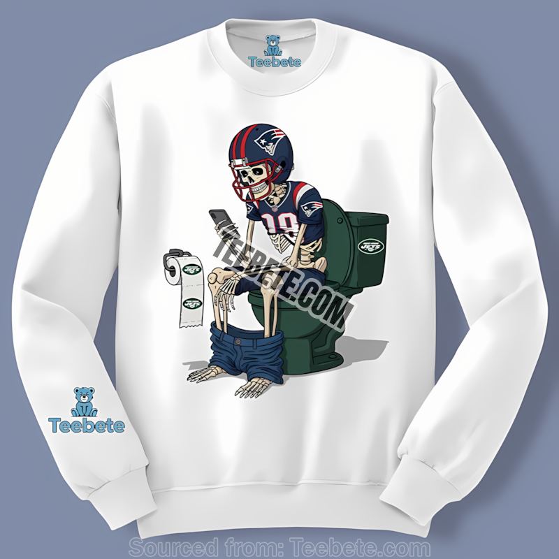 New England Patriots Skeleton Toilet Jets Rivalry Long Sleeve New England Patriots Skeleton Toilet Jets Rivalry Long Sleeve