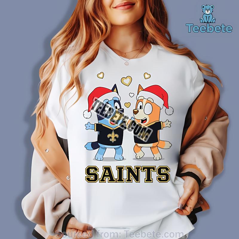 New Orleans Saints Bluey And Bingo Christmas Dancing Shirt