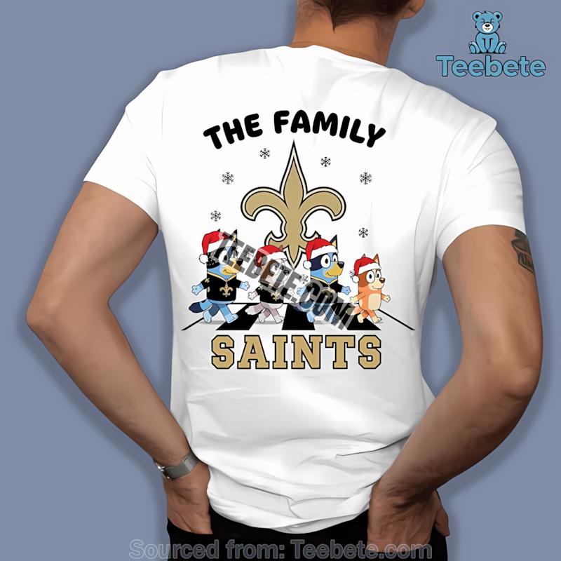 New Orleans Saints Bluey Family Snowflake Christmas Shirt
