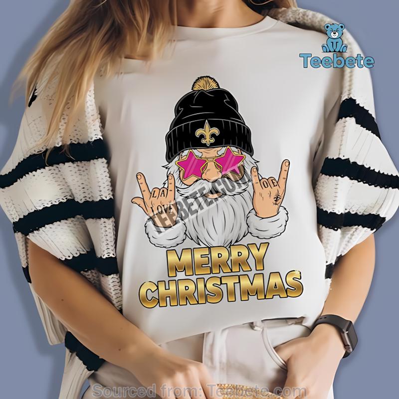 New Orleans Saints Rock Santa Merry Christmas Shirt