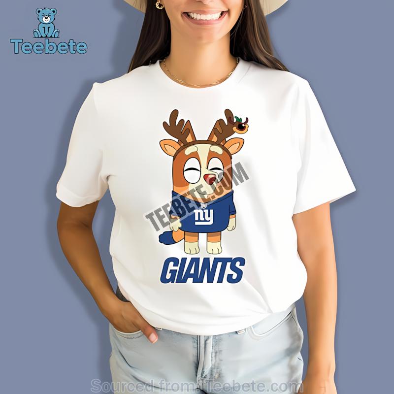 New York Giants Bluey Bingo Reindeer Christmas Shirt