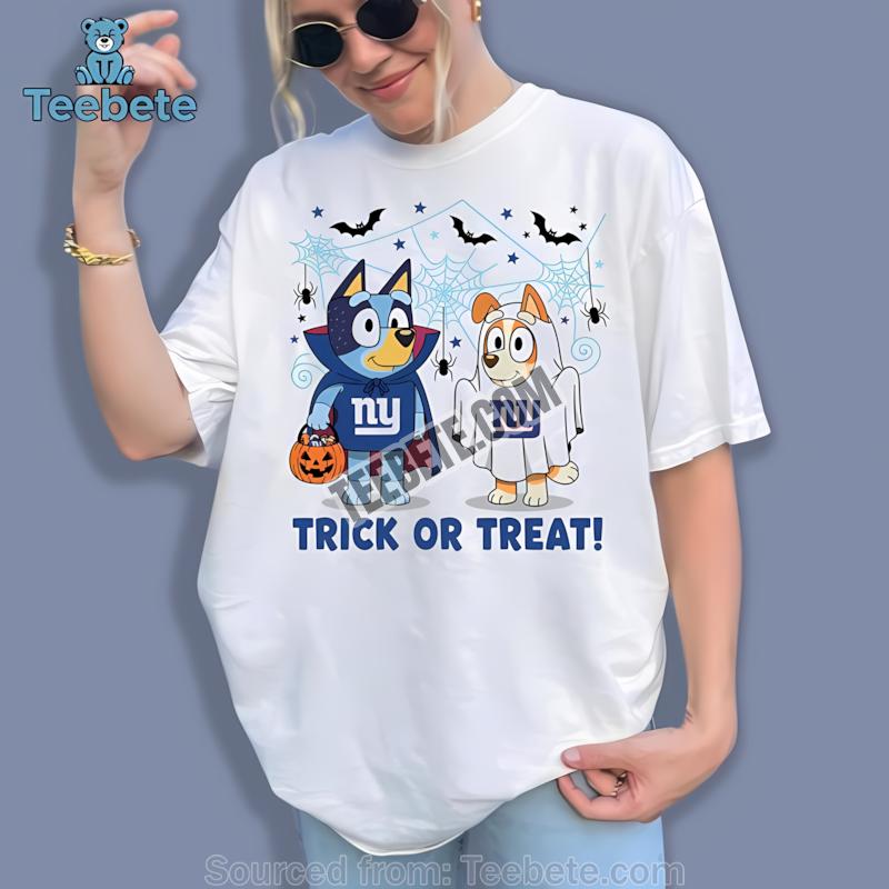 New York Giants Bluey Bingo Trick Or Treat Halloween Shirt