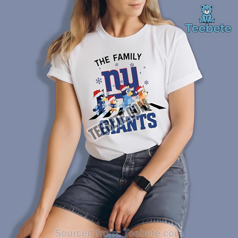 New York Giants Bluey Family Christmas Snowflake Shirt