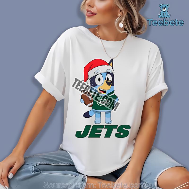 New York Jets Bluey Christmas Santa Hat Shirt