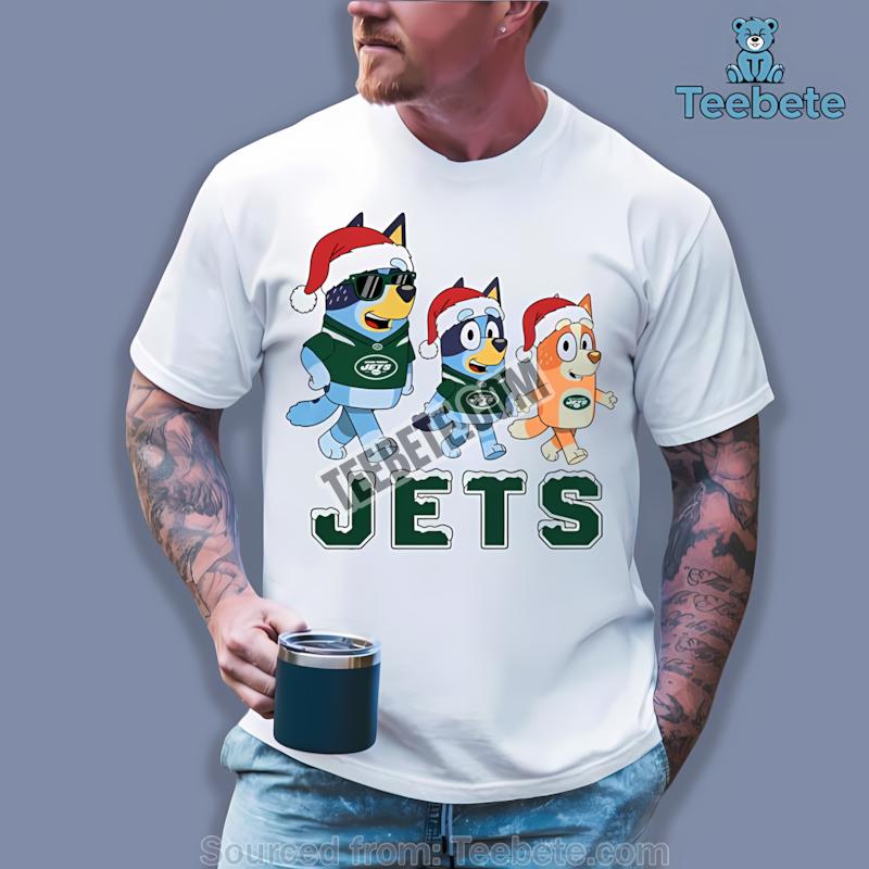 New York Jets Bluey Family Christmas Snowflake Shirt
