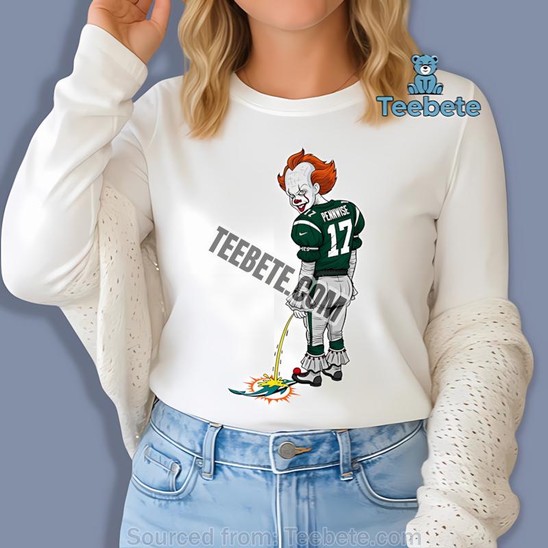 New York Jets Halloween Pennywise Miami Dolphins Rivalry Long Sleeve New York Jets Halloween Pennywise Miami Dolphins Rivalry Long Sleeve