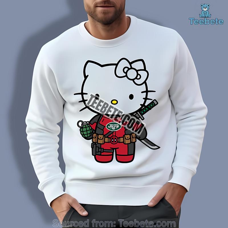 New York Jets Hello Kitty Deadpool Mashup Long Sleeve New York Jets Hello Kitty Deadpool Mashup Long Sleeve
