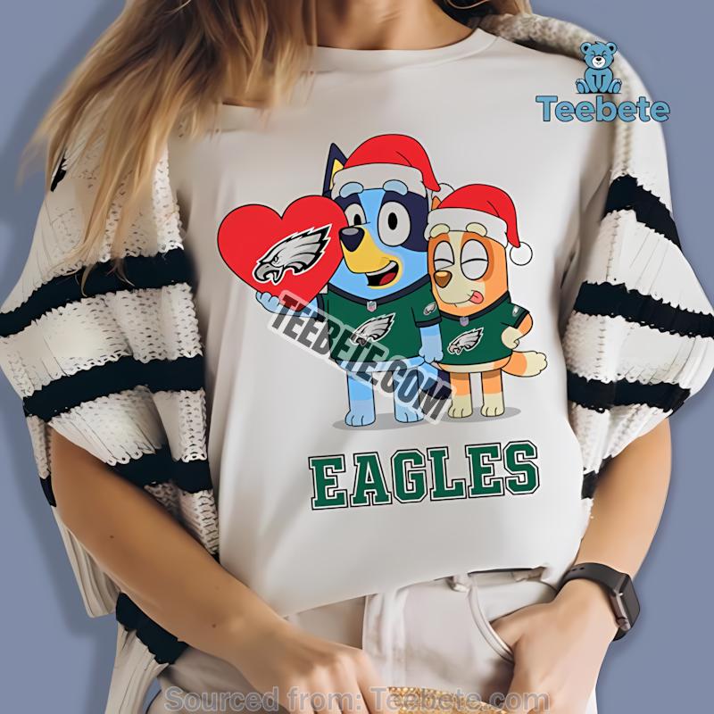 Philadelphia Eagles Bluey Christmas Santa Hat Shirt