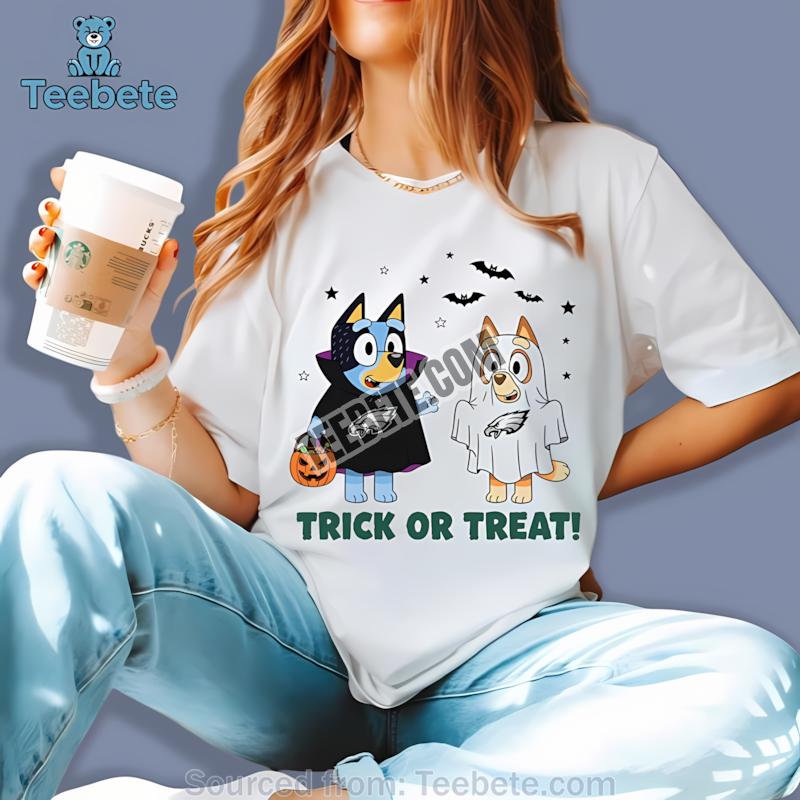 Philadelphia Eagles Bluey Bingo Trick Or Treat Halloween Shirt