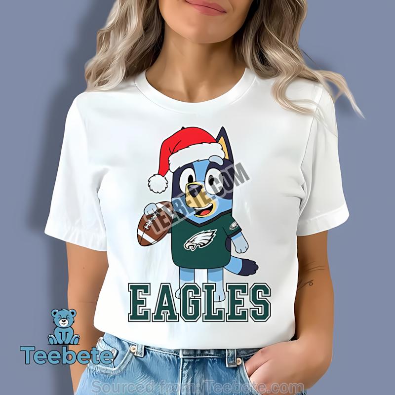Philadelphia Eagles Bluey Christmas Santa Hat Shirt