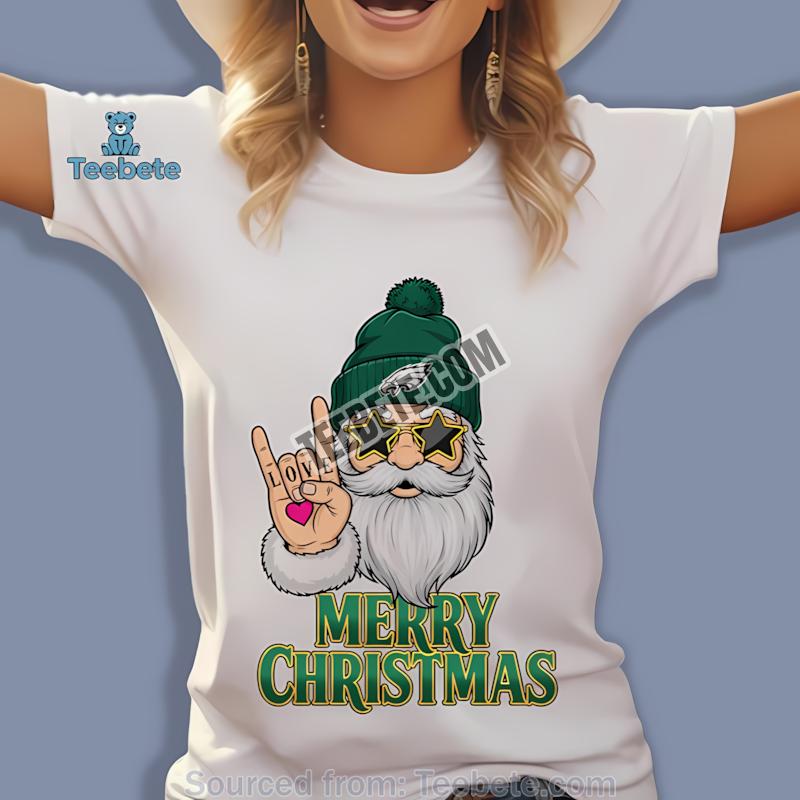 Philadelphia Eagles Rock Santa Merry Christmas Shirt