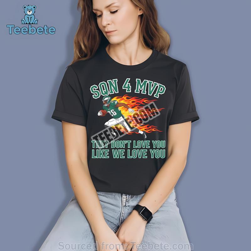 Philadelphia Eagles Saquon Barkley Sqn 4 Mvp Football Flames Shirt