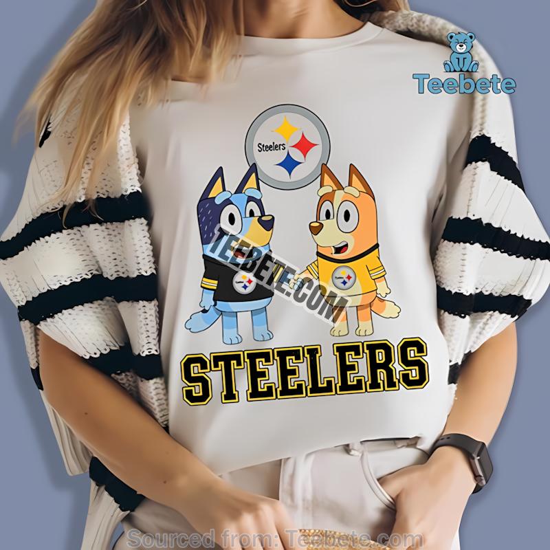 Pittsburgh Steelers Bluey And Bingo Holding Hands Shirt