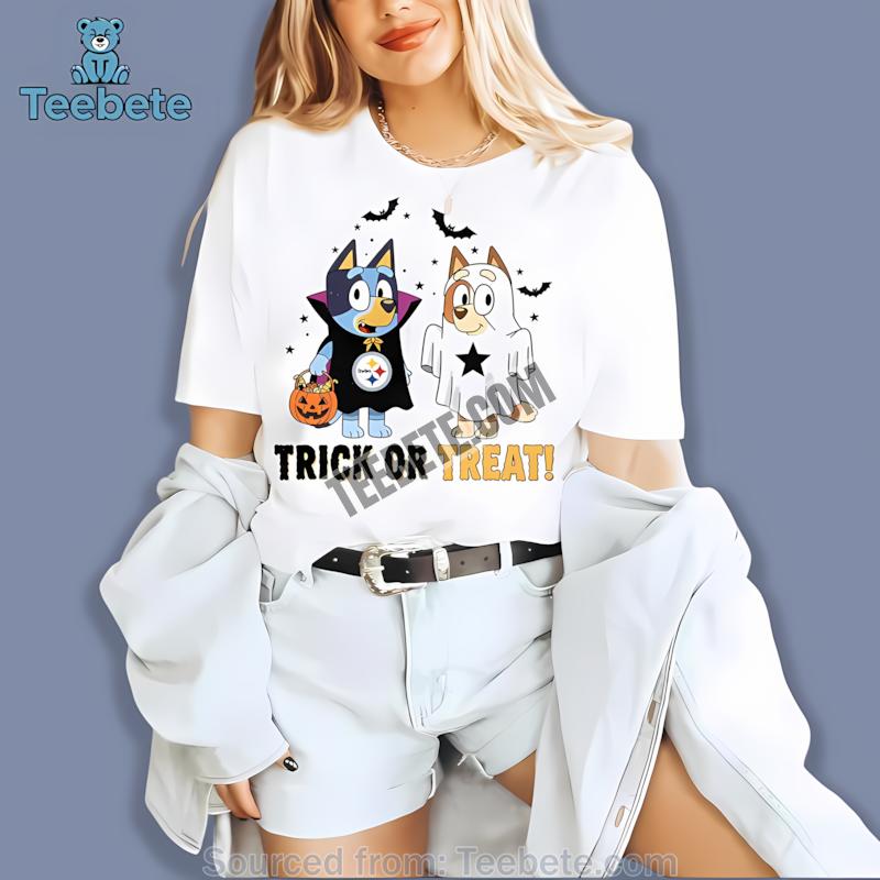 Pittsburgh Steelers Bluey Bingo Trick Or Treat Halloween Shirt