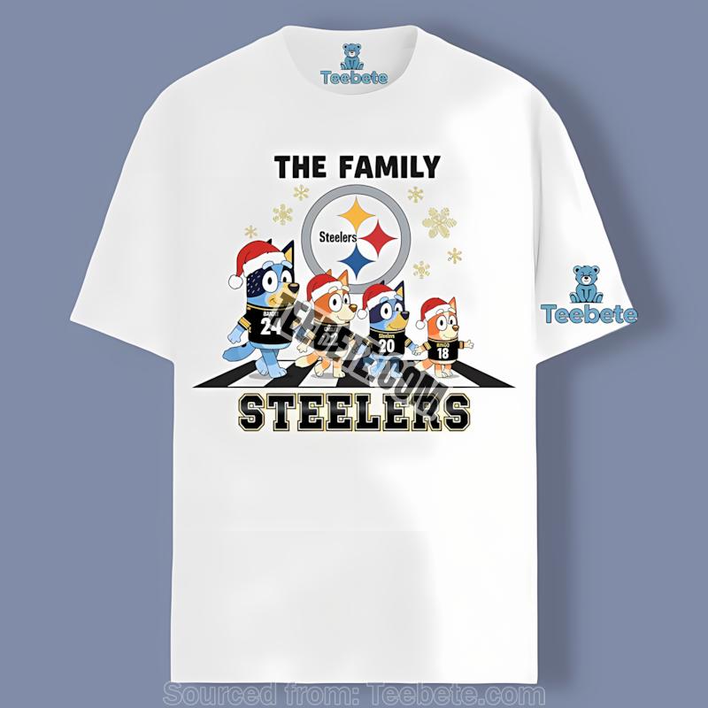 Pittsburgh Steelers Bluey Family Christmas Snowflake Shirt